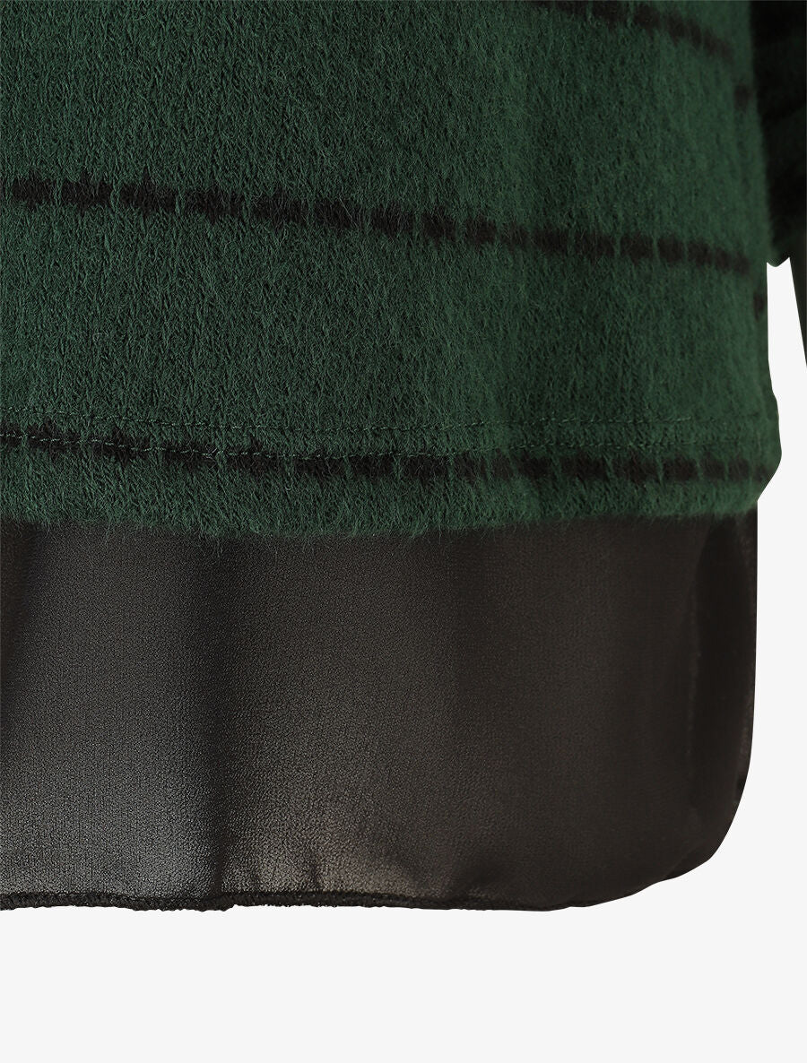 Pull fin à rayures - Vert sapin - 3