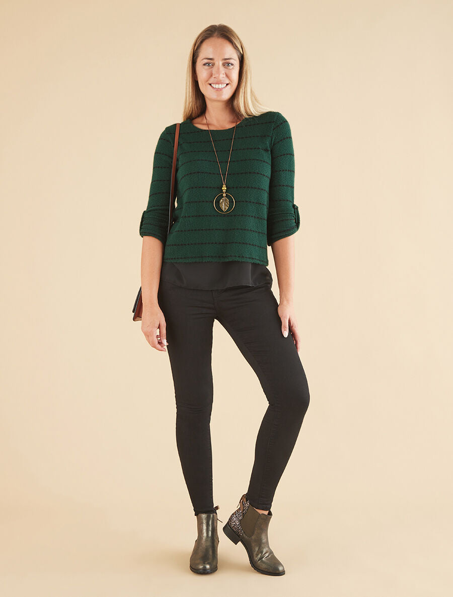 Pull fin à rayures - Vert sapin - 4