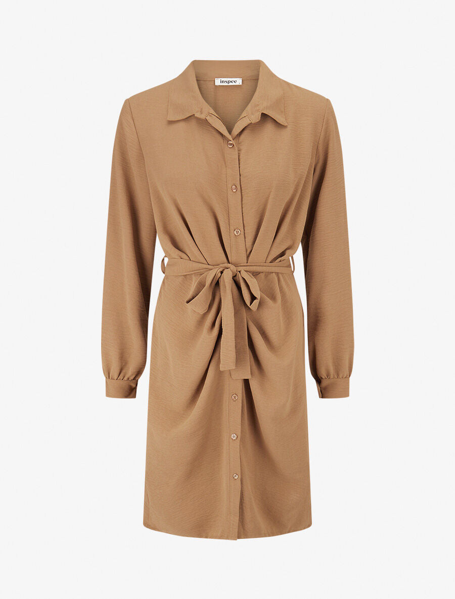 Robe chemise effet drapé - Taupe - 1