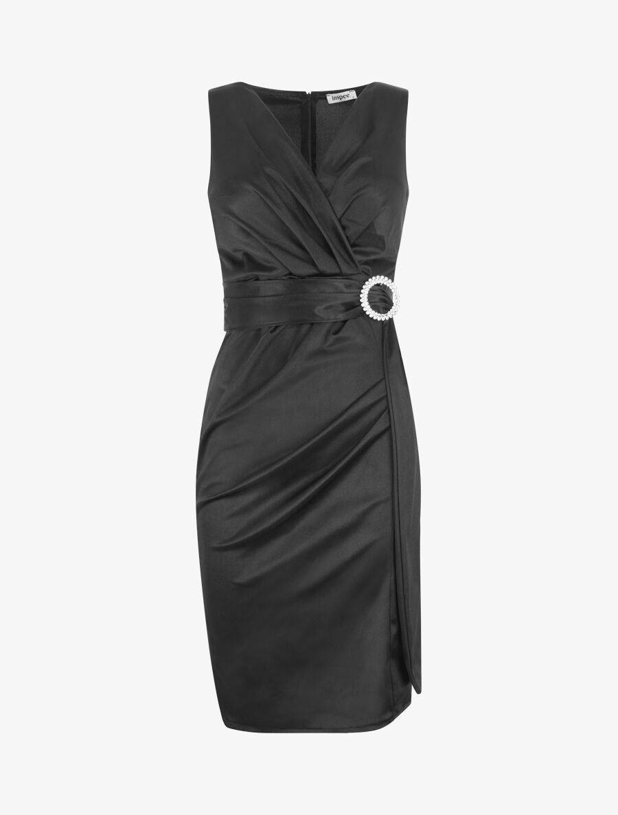 Robe de soirée à boucle en strass - Noir - 1