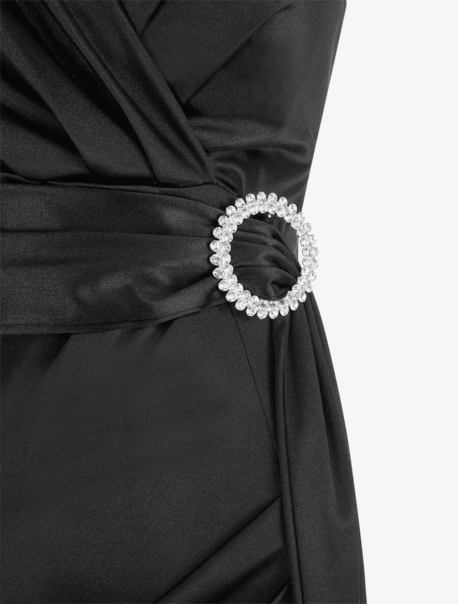 Robe de soirée à boucle en strass - Noir - 3