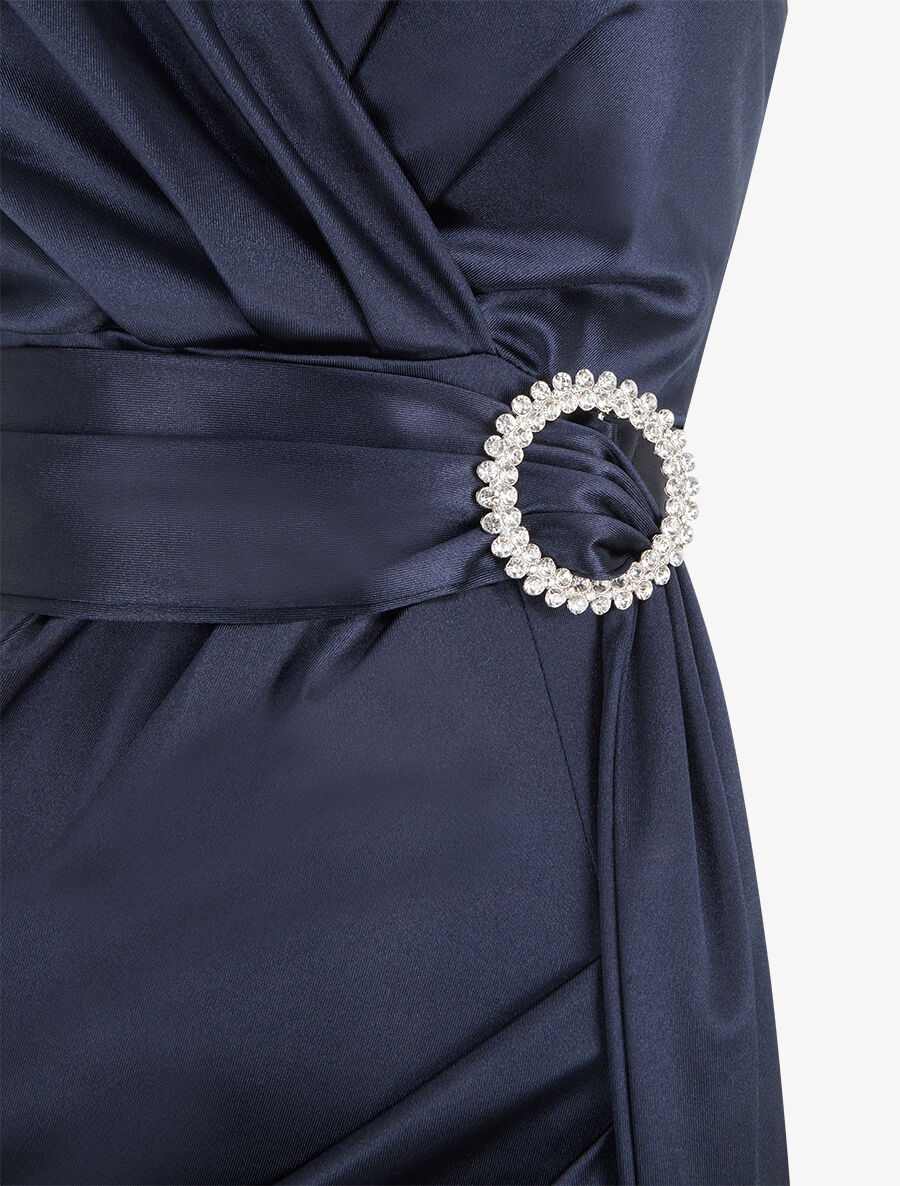 Robe de soirée à boucle en strass - Marine - 3