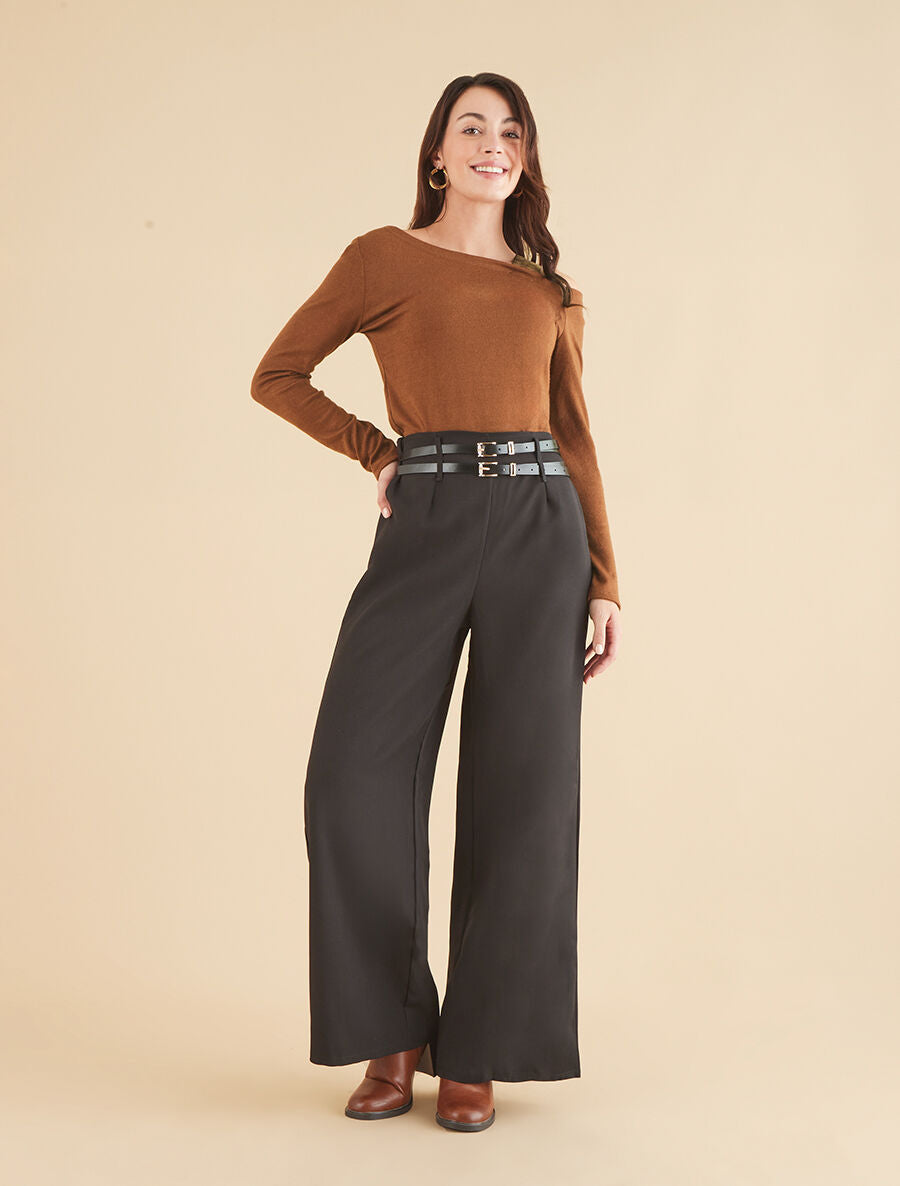 Pull fin à bretelle irisée imprimé graphique - Camel - 4