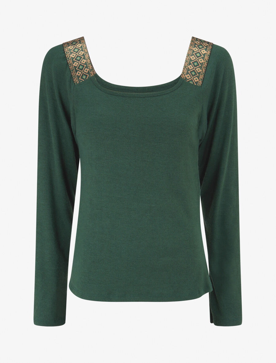 Top à col carré imprimé irisé - Vert - 1