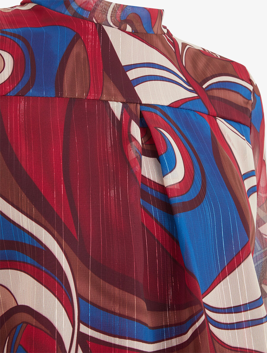 Blouse irisée et imprimé graphique - Lie de vin - 3