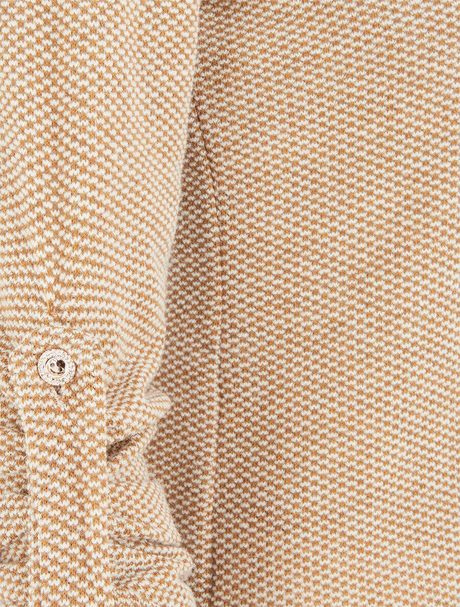 Pull fin à col chemise et manches retroussables - Camel - 3