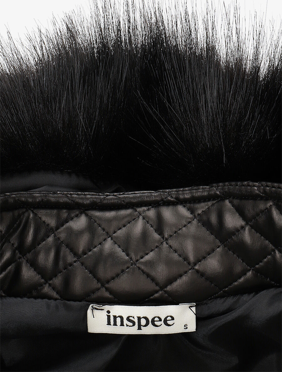 Manteau long à capuche et fourrure synthétique - Noir - 3