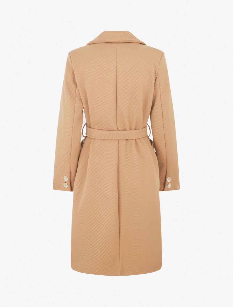 Manteau uni à boutons décoratifs - Camel - 2
