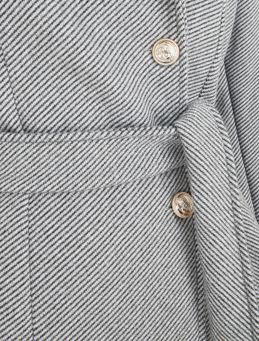 Manteau long uni à boutons marins dorés - Gris/noir - 3