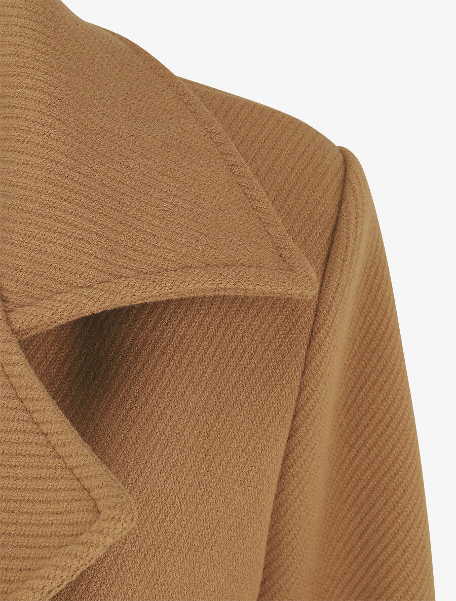 Manteau long à fermeture boutonnée dorée - Camel - 3