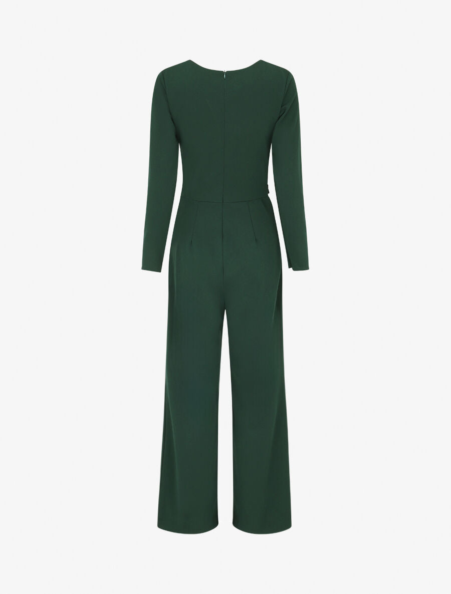 Combinaison unie à manches longues à empiècement métal coeurs - Vert sapin - 2