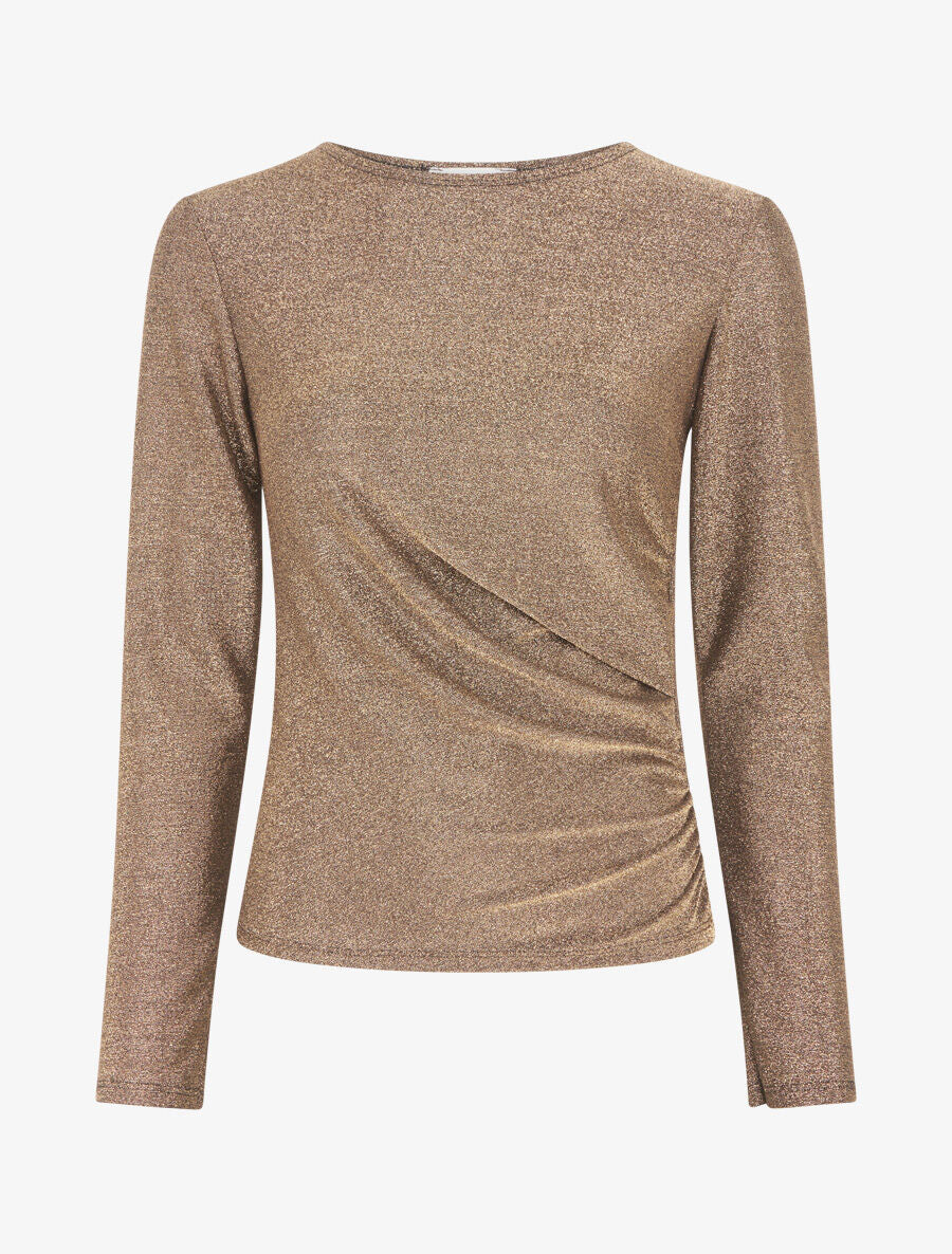 Top irisé à col rond - Or - 1