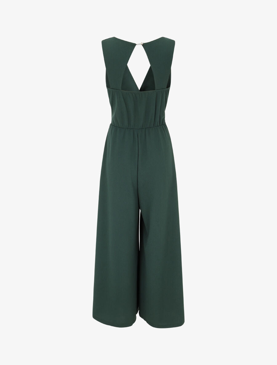 Combinaison unie et ajourée au dos - Vert sapin - 2