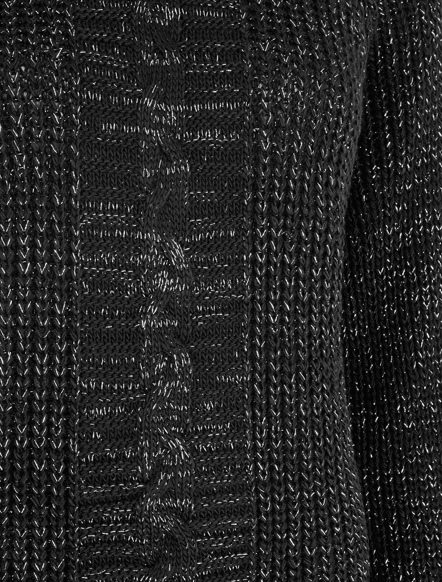 Pull uni en maille irisé - Noir - 3