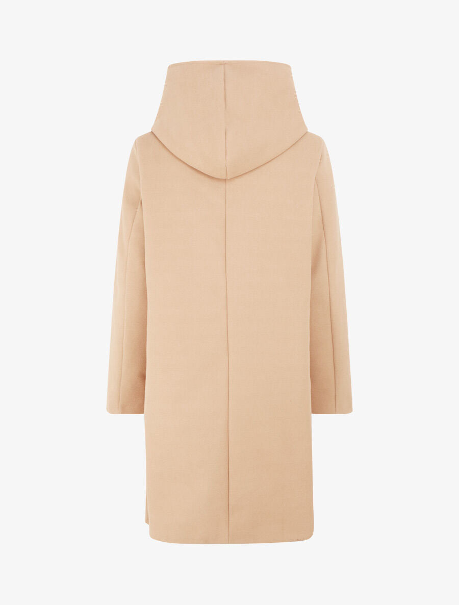 Manteau long uni à capuche - Camel clair - 2
