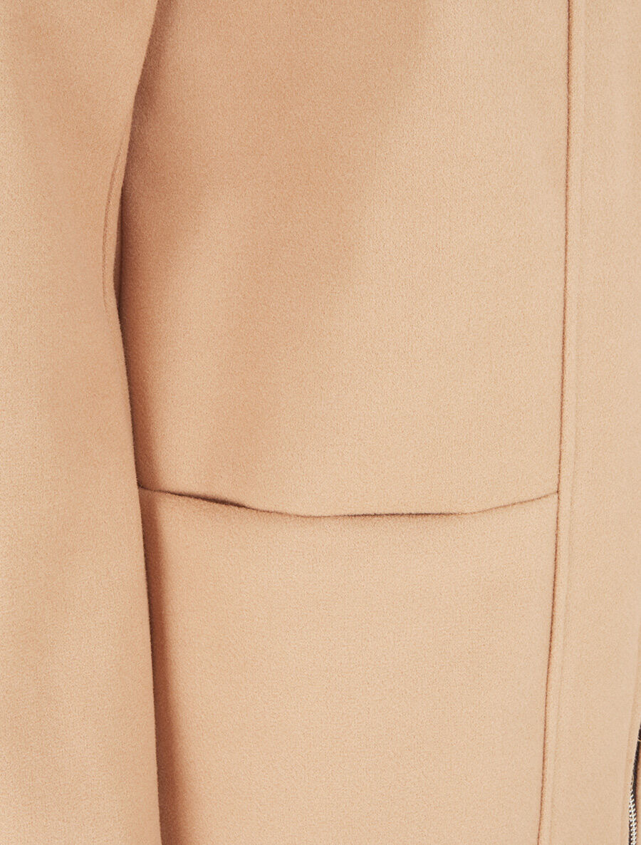 Manteau long uni à capuche - Camel clair - 3