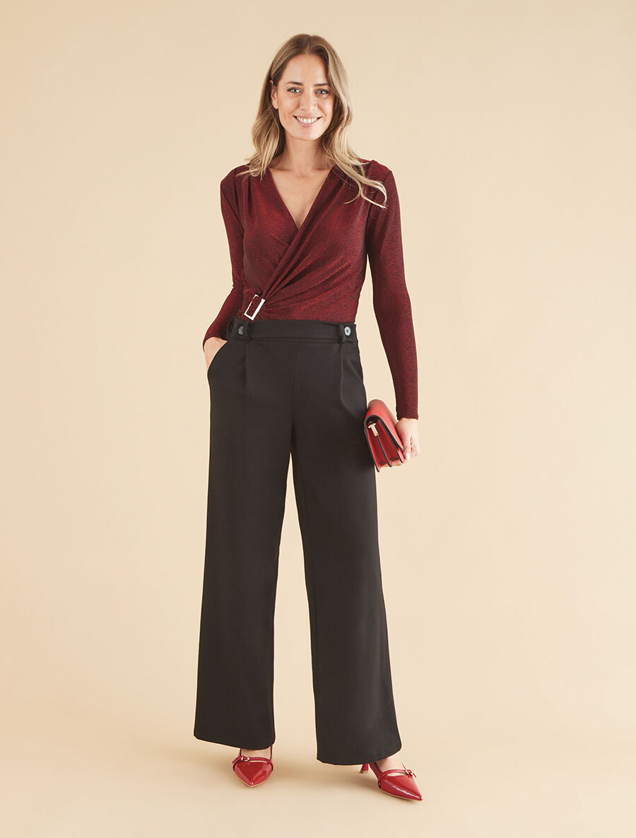 Pantalon long épais coupe ample - Noir - 4