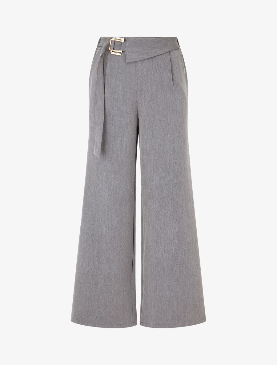 Pantalon long uni coupe ample - Gris - 1