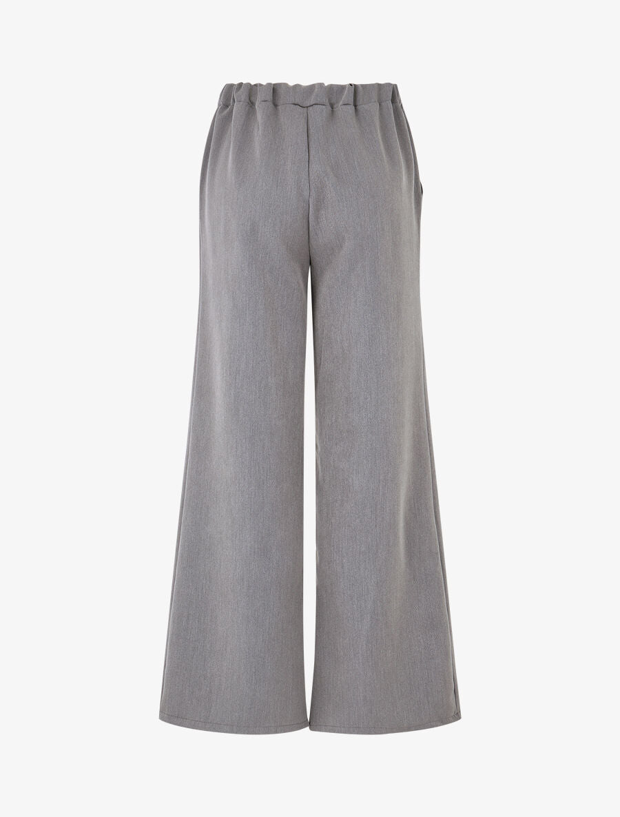 Pantalon long uni coupe ample - Gris - 2