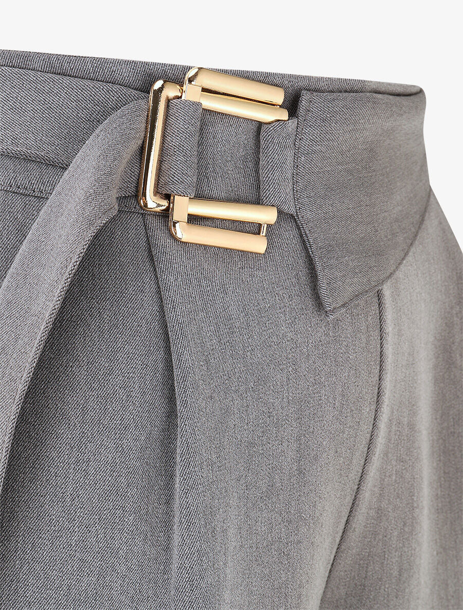 Pantalon long uni coupe ample - Gris - 3