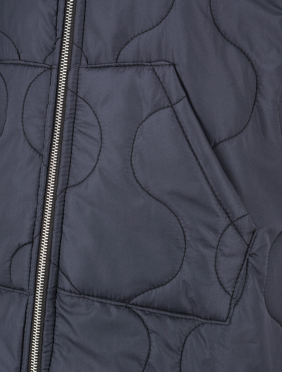 Manteau matelassé asymétrique à capuche - Marine - 3