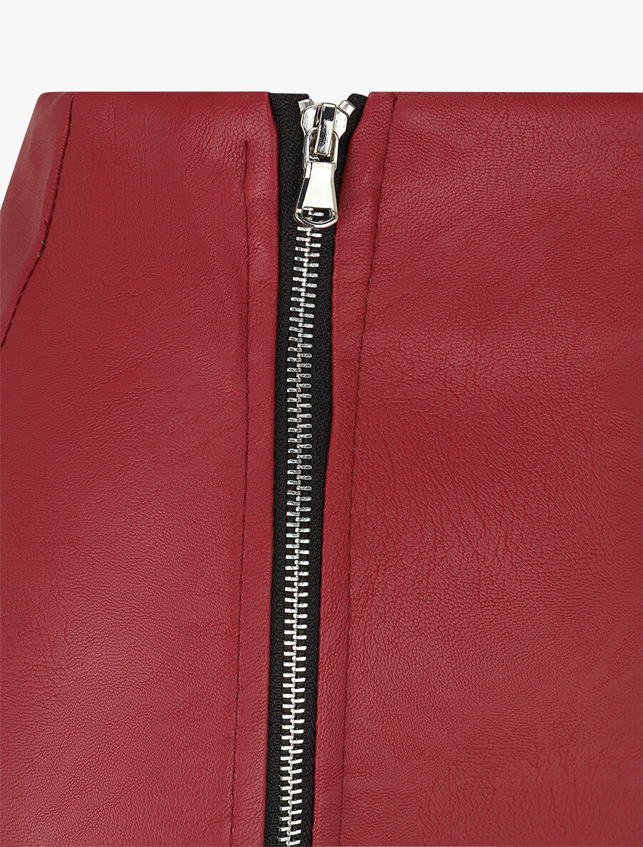 Jupe mi-longue zippée en simili - Bordeaux - 3