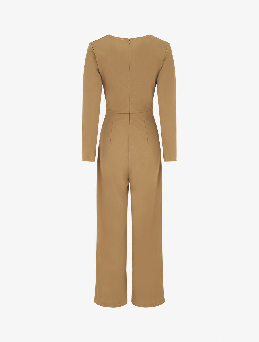 Combinaison unie à manches longues - Camel - 2