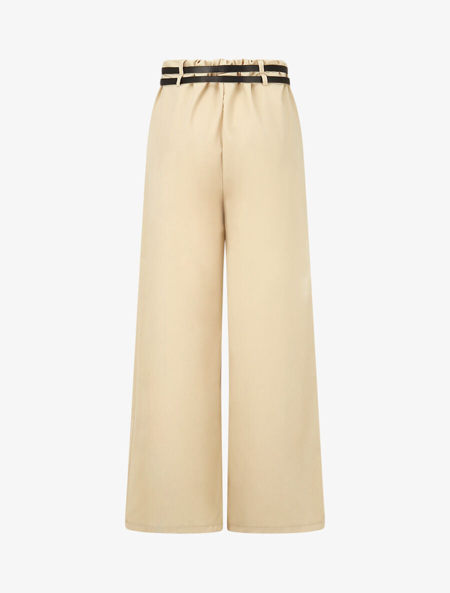 Pantalon droit à double passants - Beige - 2
