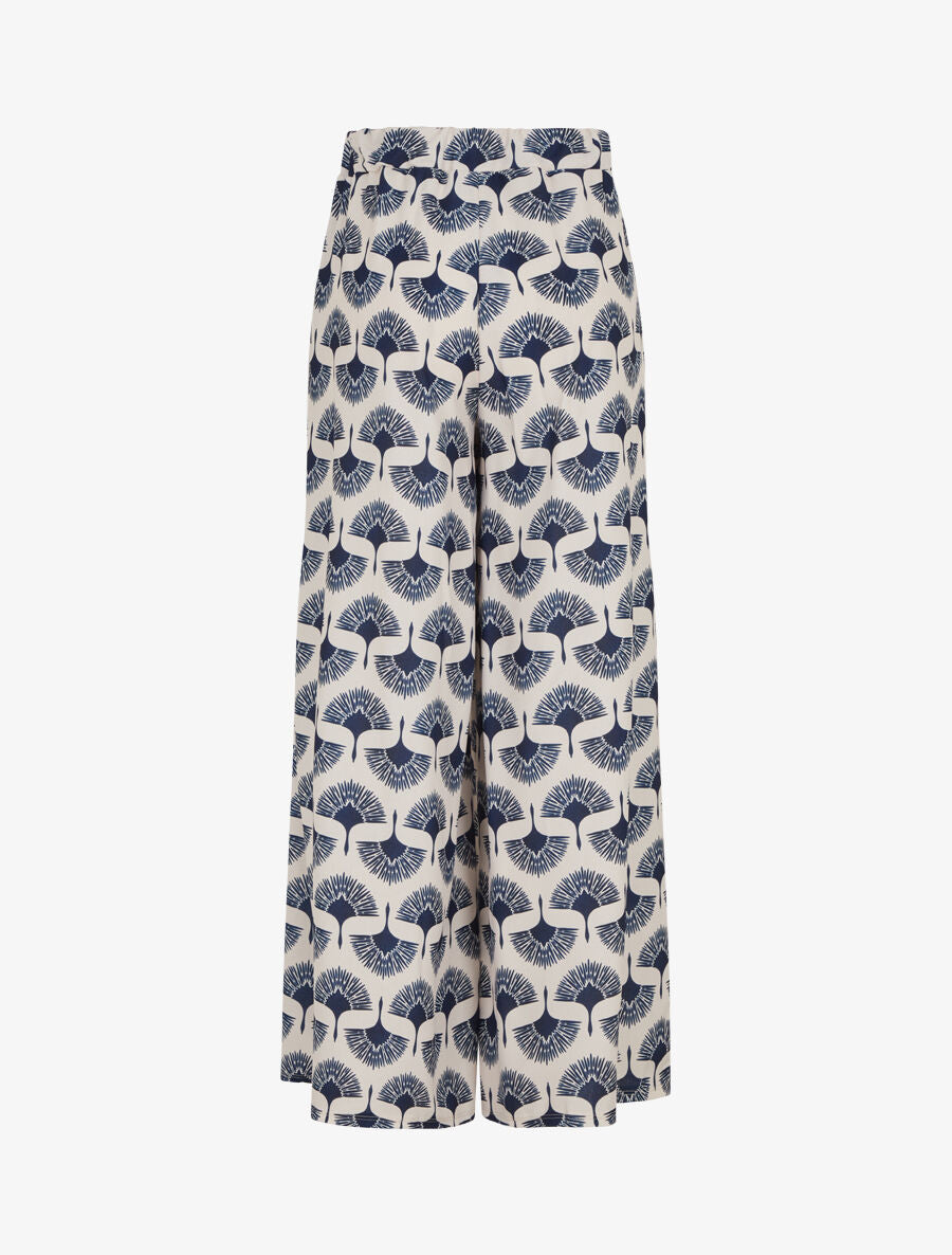 Pantalon ample taille haute imprimé dandelion - Marine - 2