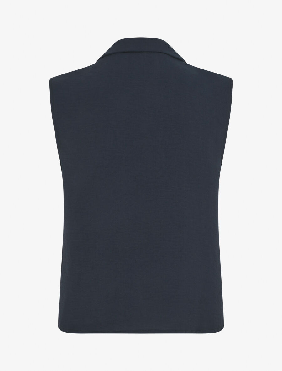 Top uni à col style cravate - Marine - 2