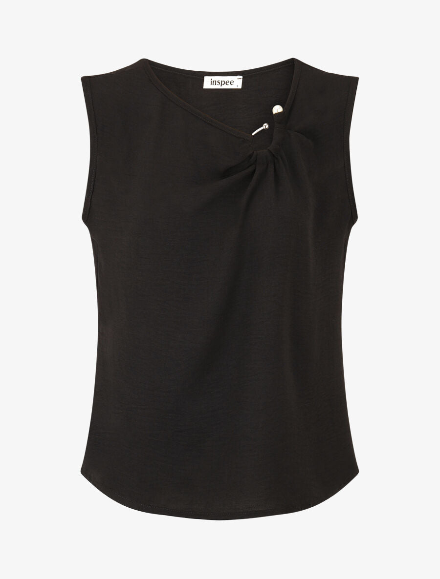 Top sans manches à col asymétrique - Noir - 4