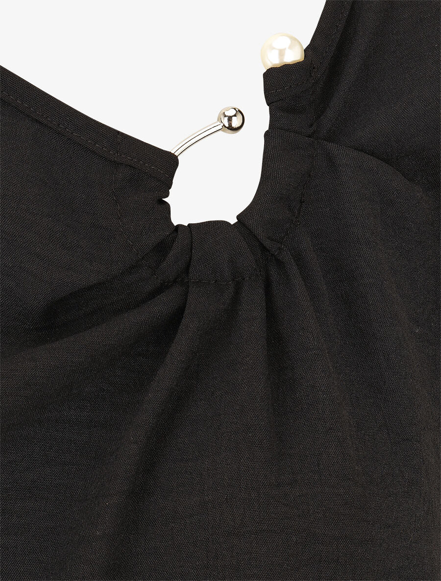 Top sans manches à col asymétrique - Noir - 3
