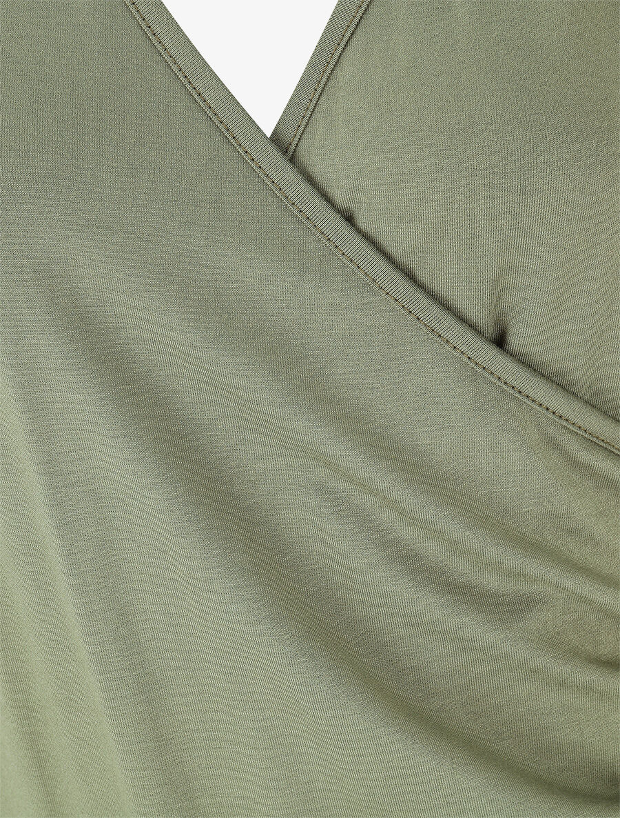 Robe moulante unie à boutons décoratifs - Kaki - 3