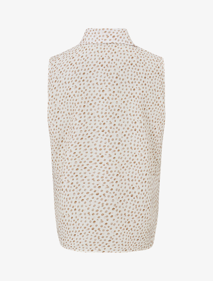 Chemise sans manches à pois - Beige - 2
