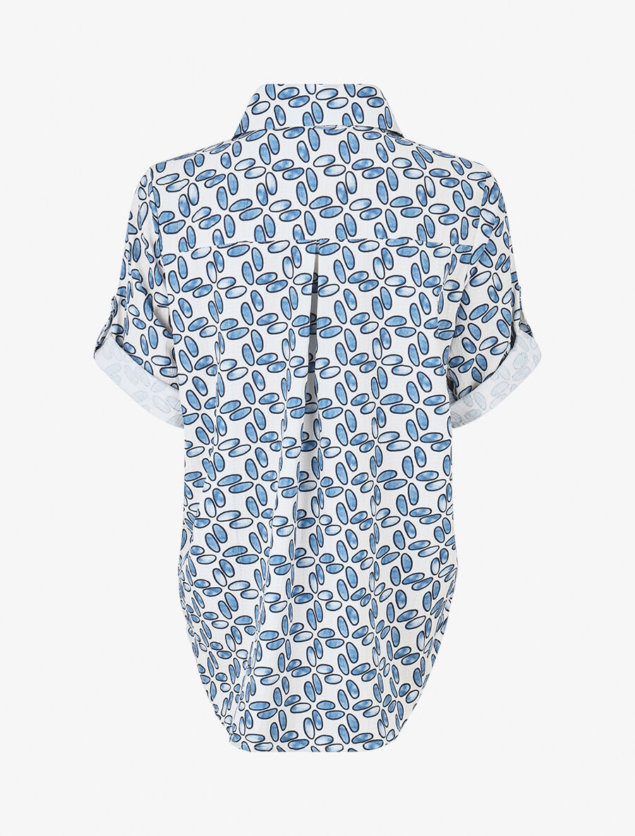 Chemise à manches retroussables imprimé fantaisie - Turquoise - 2
