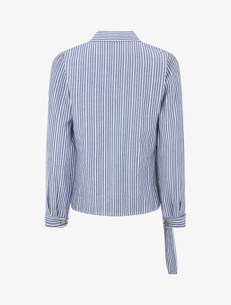 Blouse cache-coeur à rayures - Bleu - 2