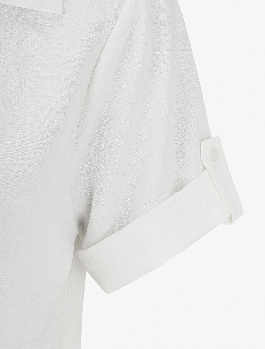 Chemise unie boutonnée - Blanc - 3