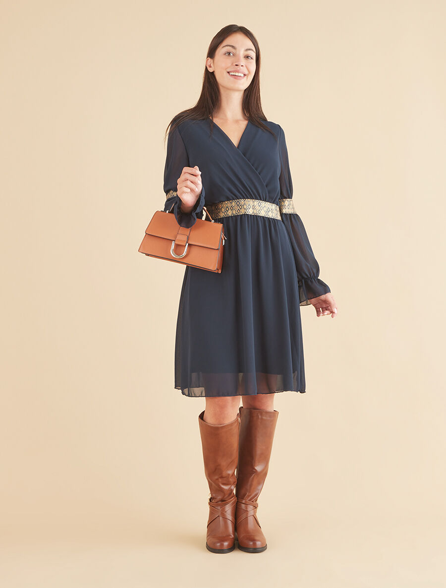 Robe patineuse à bandes irisées - Marine - 4