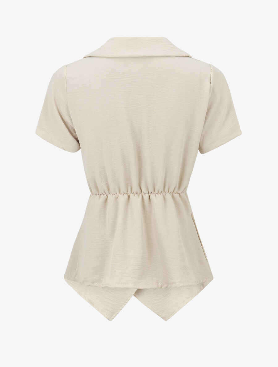 Top asymétrique manches courtes - Beige - 2