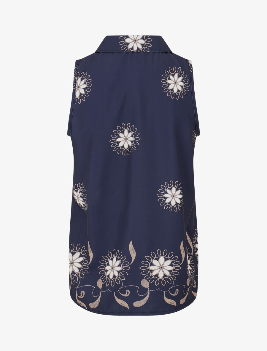 Chemise sans manches imprimé floral - Marine - 2