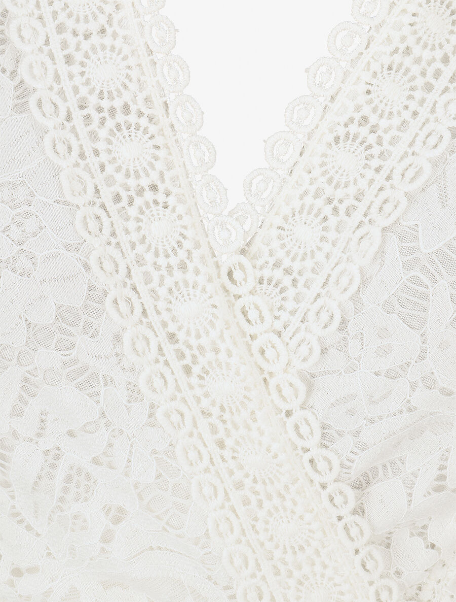 Top ajusté sans manches en dentelle - Blanc - 3