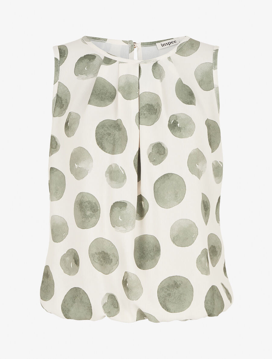Top sans manches imprimé ronds - Kaki - 1