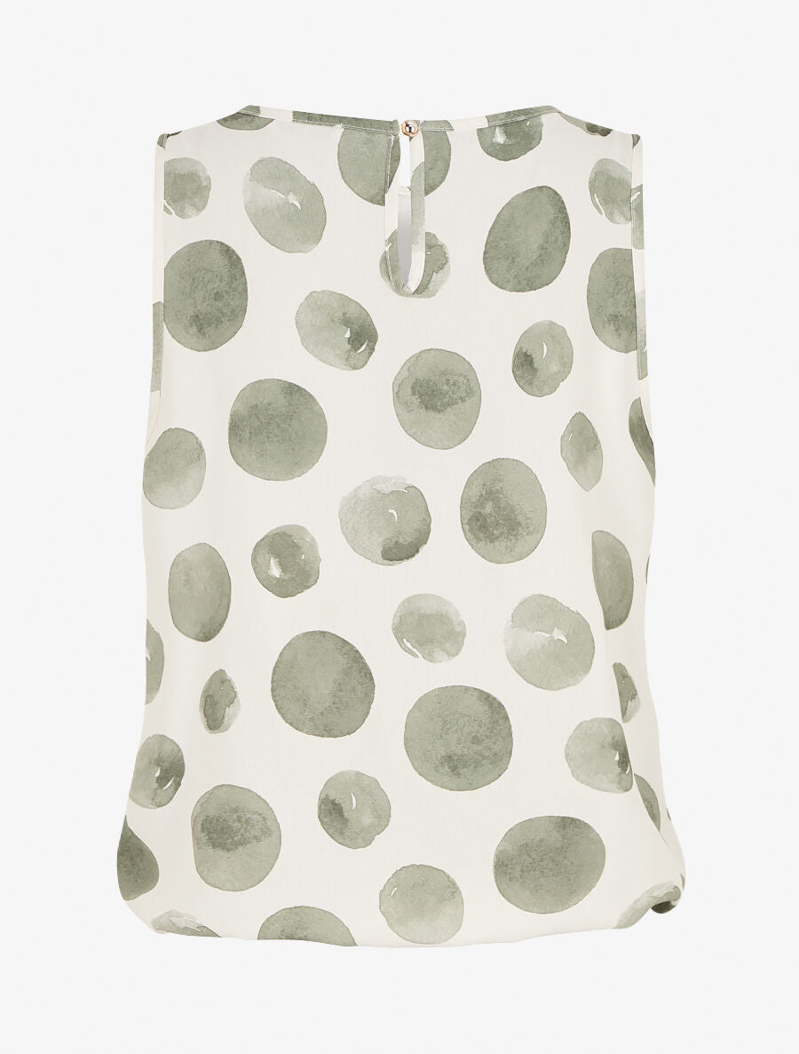 Top sans manches imprimé ronds - Kaki - 2