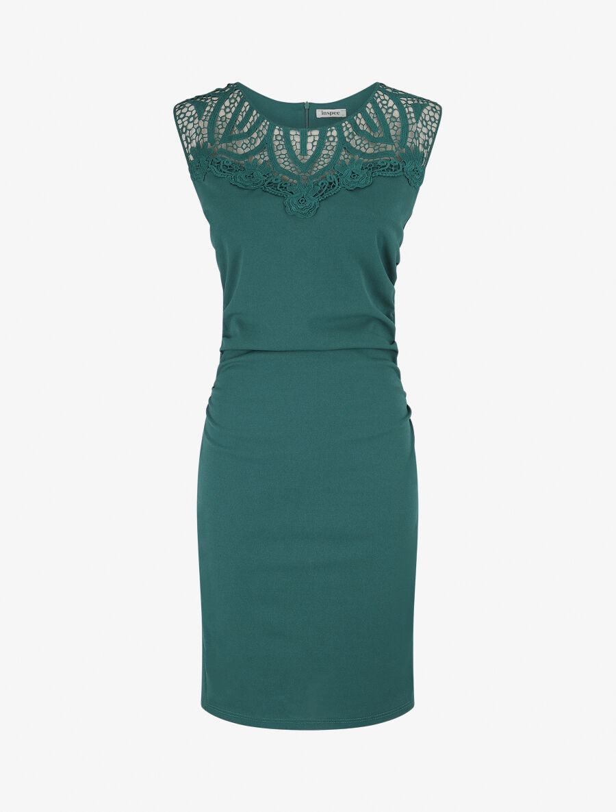 Robe moulante à buste dentelle - Vert - 5