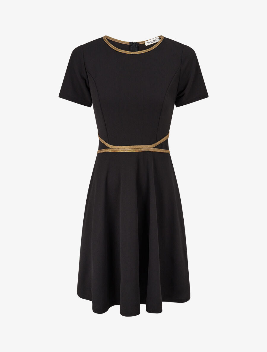 Robe patineuse à taille soulignée - Noir - 4