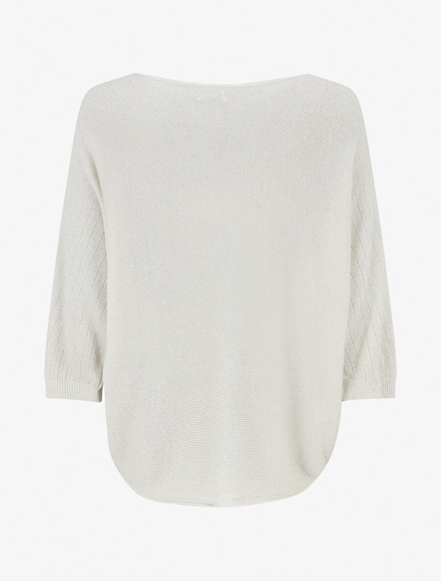 Pull irisé à manches style chauves-souris - Beige - 2