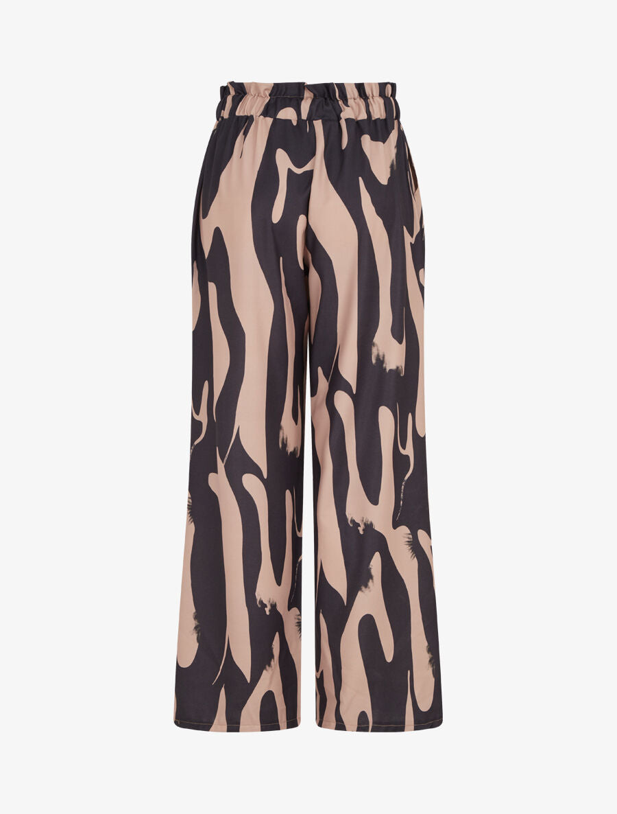 Pantalon fluide imprimé abstrait - Noir - 2