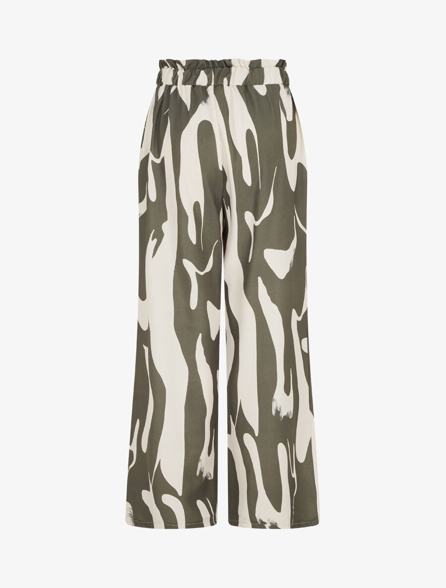 Pantalon fluide imprimé abstrait - Kaki - 2