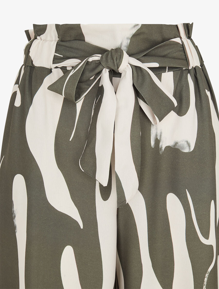 Pantalon fluide imprimé abstrait - Kaki - 3
