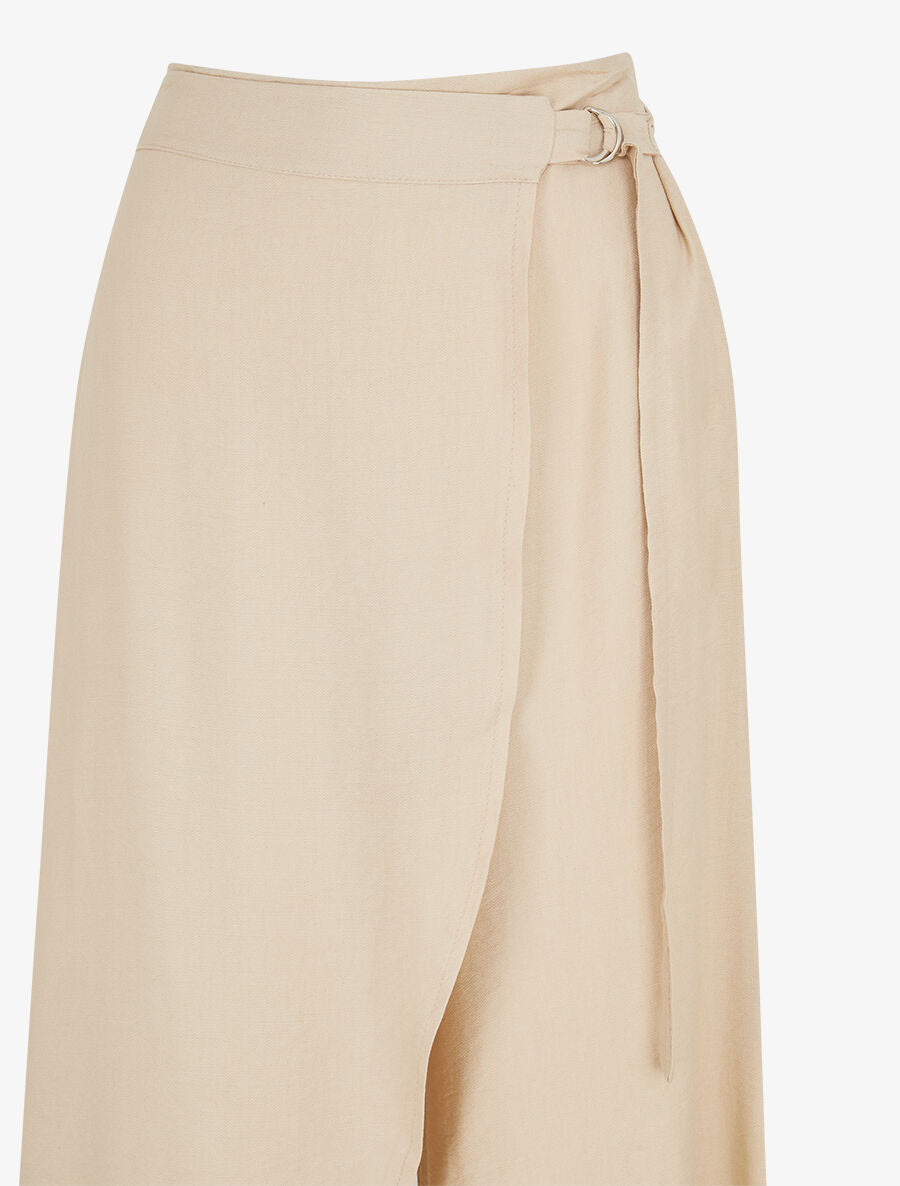 Pantalon droit uni à pan - Beige - 3